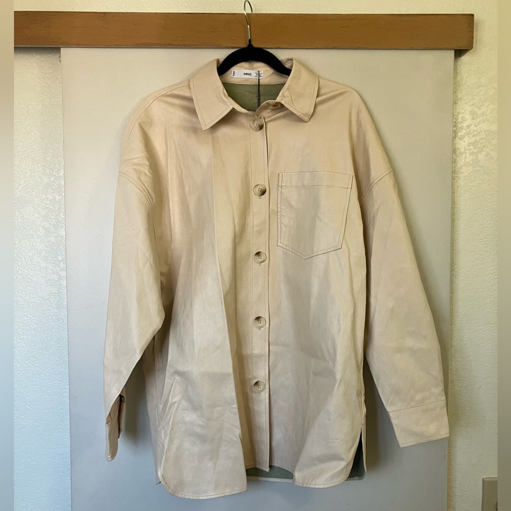 NWT Mango faux leather shacket